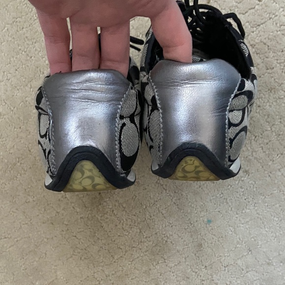 Coach Monogram Black and Silver Sneakers - Picture 5 of 7